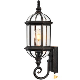 VIANIS 22" Large Dusk to Dawn Outdoor Lighting, Oil Rubbed Bronze Outdoor Wall Lights, Porch Lights Outdoor with Tempered Beveled Glass, Waterproof Exterior Lighting Fixtures, Classic Type
