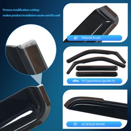 Nilight in Channel Window Deflectors for Toyota Tundra 2022 2023 2024 Double Cab Vent Window Visors, Rain Guards-4PCS