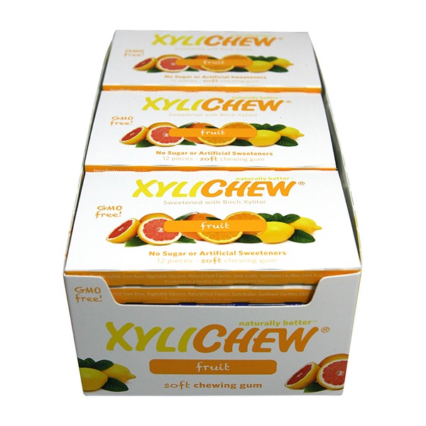 Xylichew 100% Xylitol Chewing Gum - Non GMO, Non Aspartame, Gluten Free, and Sugar Free Gum - Natural Oral Care, Relieves Bad Breath and Dry Mouth - Fruit, 288 Count