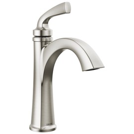 Delta Geist Brushed Nickel Bathroom Faucet 1 Hole, Single Hole Bathroom Sink Faucet for Vanity, Push-Pop Drain Assembly, SpotShield Brushed Nickel 15864LF-SP