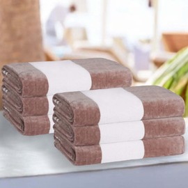 Superior Cotton Striped Beach Towels, Colorful Towels for Adult, Kid, Pool, Swimming, Sand, Travel, Large Oversized, Absorbent, Fast Drying, Bath Basics, Cabana Collection, Set of 6, Light Grey