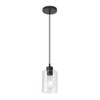 KLSS Modern Black Farmhouse Clear Glass Cylinder Pendant Light Fixture,Island