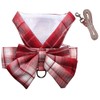 Dog Harness and Leash Set, Cute Bow Tie Plaid Harnesses