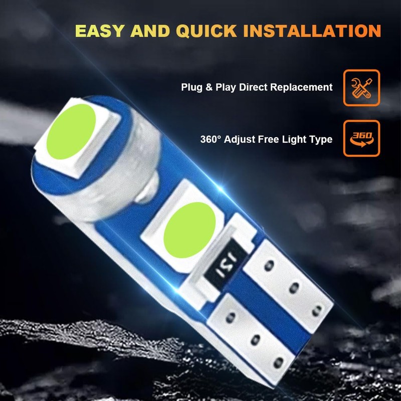 HEVLE 12PCS T5 LED Bulb, led dash light bulbs, 3030