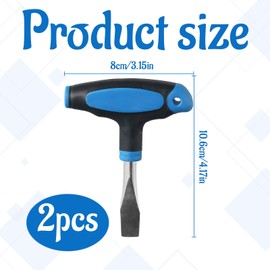 Large Flat Head Screwdriver, 2pcs Flat Head Screwdrivers, Flat Screwdriver, t Handle 12mm Flathead Screwdriver, Flat Head Screwdriver, Easy to Use Ergonomic Slotted Screwdriver for Slotted Screws