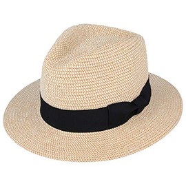 Unisex Paper Straw Crushable Foldable Summer Panama Fedora HAT with Band and Adjustable Sweatband in 8 Colours (Medium, Natural)