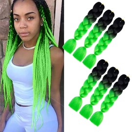 Jumbo Braids Hair, Crochet Ombre Braiding Hair, 6 Pieces, Kanekalon Hair Braiding Extensions for Crochet,Twist, Braiding Hair (Black Light Purple)