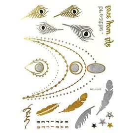 Wrapables Large Metallic Gold and Silver Temporary Tattoo Stickers, Sexy