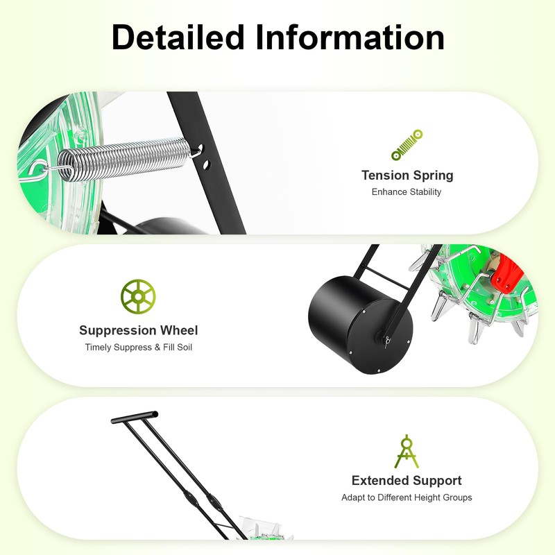Manual Garden Seeder Hand-Push Roller Seeding Fertilizer Applicator Peanut Planter
