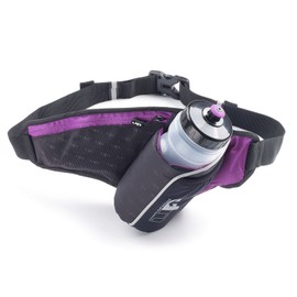Ultimate Performance Ribble II 650ml Hip Bottle & Holster Hydration Belt Insulated angled bottle holder easy access belt Fits 26"-42" waist large zipped pocket fits smart phone Purple