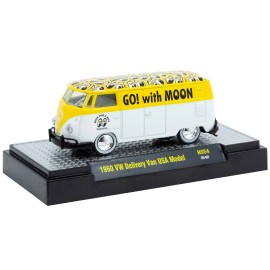 DCD 1960 for Volkswagen Delivery Van USA Model 'MoonEyes' Limited Edition White Yellow Graphics and White Interior Diecast Toys