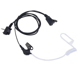 Covert Acoustic Tube Earpiece with PTT Mic - 2-Wire Surveillance Kit for Vertex Standard Radios VX-261, VX-231, VX-351, EVX-531, EVX-534 - Bodyguard Headset for Two-Way Walkie Talkies