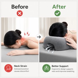 Face Down Pillow for Prone Resting – Memory Foam Massage Headrest for Home, Spa & Beauty Salon Comfort