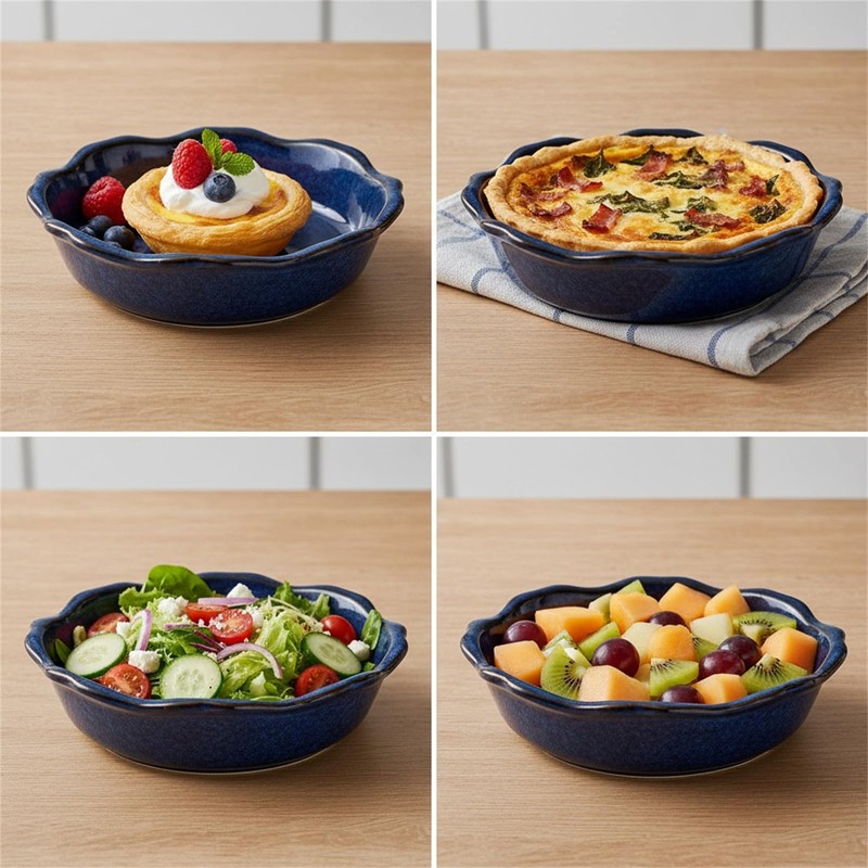 Peohud 6 Pack Ceramic Mini Pie Pans, 6 Inch Small
