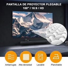 Pantalla para Proyector, Tela para Proyector de100 Pulgadas, Visualización de Proyección, Antiarrugas, HD 4K Lona para Proyector,Pantalla de Cine Plegable para Interior y Exterior (espesado-100)