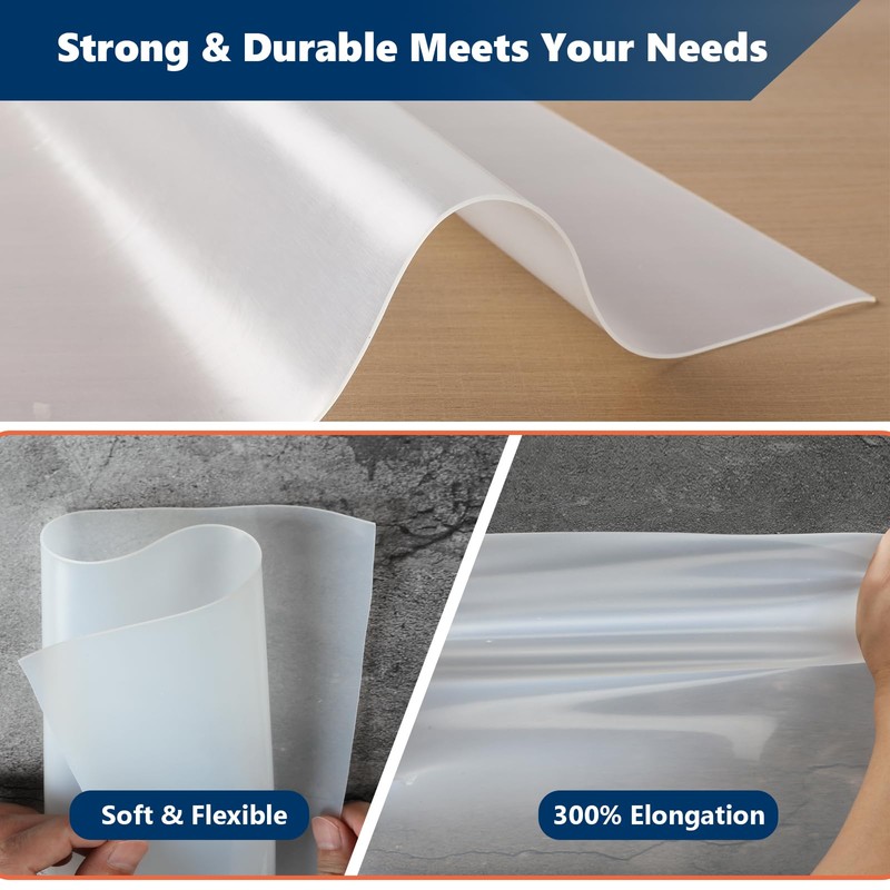 WochiTV Translucent Silicone Rubber Sheet, 12" Wide x 1/8" Thick