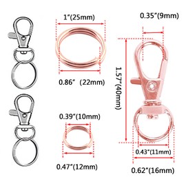 Rose Gold Swivel Clasp Swivel Hook with Key Rings Clip Hook Snap Hook Keychain 75 pcs Hardware Accessories for Purse DIY