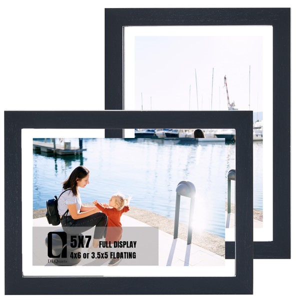 DLQuarts 5x7 Floating Picture Frames for 4x6/3.5x5 Photos, 2-Pack Solid