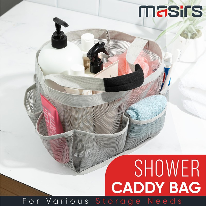 Masirs Mesh Shower Caddy - 9 Pocket Portable Bathroom Organizer