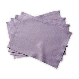 Maison d' Hermine Placemats 100% Linen Decorative Cloth Place Mat Washable Dinner Placemat for Holiday, Dinner, Wedding, Baby Shower & Dining - Avignon - Sea Fog (Set of 4)