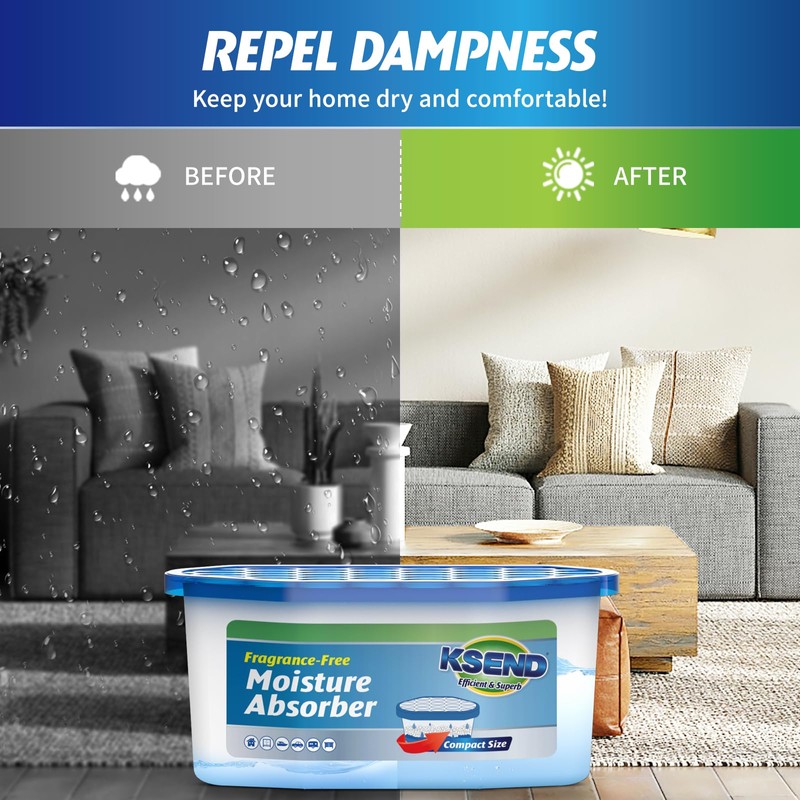 Ksend Moisture Absorbers, 12 Pack, Compact Dehumidifier for Closet, Efficient