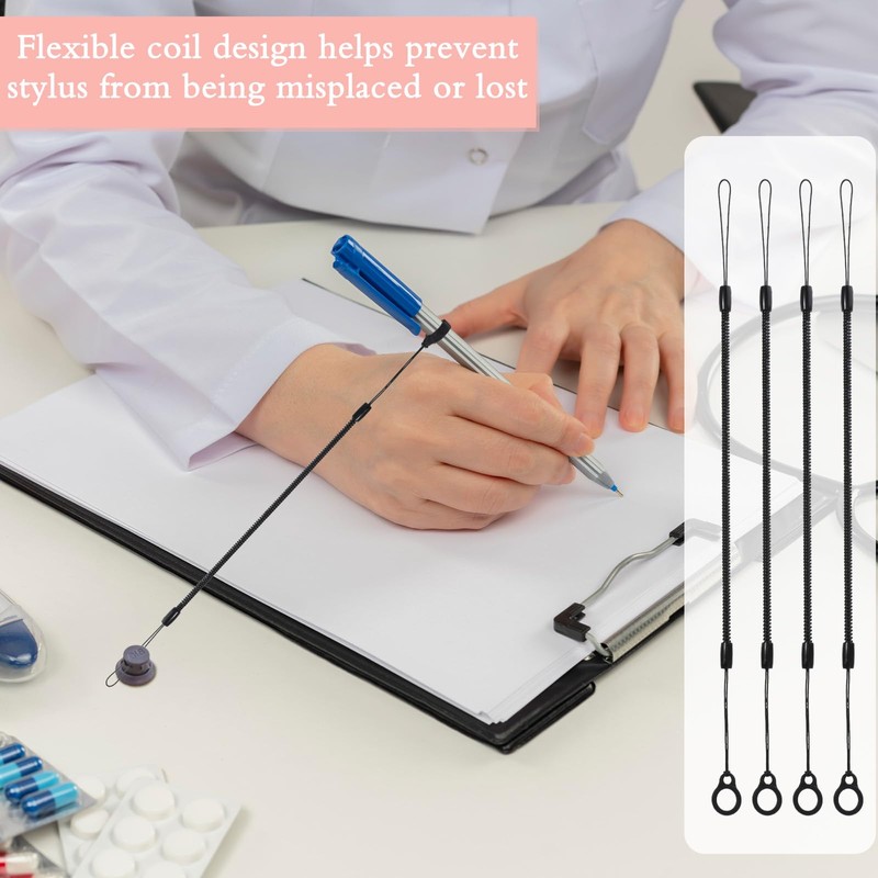 Aeaocvo 4PCS Elastic Pen Leash Pen Lanyard Retractable Spring Coil