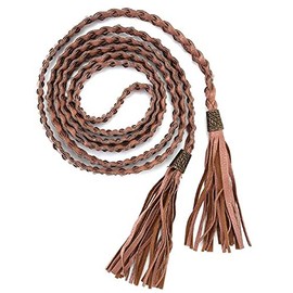 LUMoony Waist Belt Women's Dress Belt 200 cm Long Tassel Dress Belt Braided Belt Fringe Chain Belt Rope Belt Vintage Fashion Dress Belt Waist Belt Buckle Women's Decorative