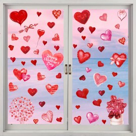 9 Pieces Valentine's Window Stickers Candy Color Double-Sided Heart Decals for Valentine's Wedding Anniversary Party Store Window Glass Display Decoration