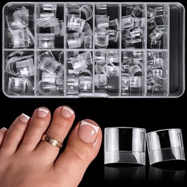 EternalClassic 240pc Gel Toe Nail Tips Short Fake Toenail Tips, Clear Press on Toenails Fake Toe Nail Tips, Half Cover Toe Tips Acrylic Nails for Toe Press on Nails