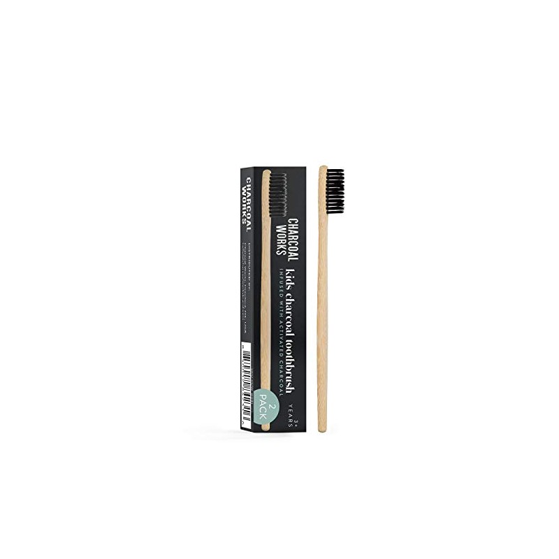 Charcoal Works Kids Charcoal Infused Bamboo Toothbrush (Pack of 2)