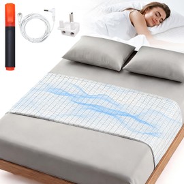 Lnopever Grounding Bed Sheet Earthing UK, Grounding Sheets 10% Silver Fiber 90% Organic Cotton for Better Sleep & Stress Relief, Natural Wellness Earthing Sheet with UK Plug & Cord (White, 60x260cm)