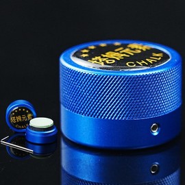 PESSILIN Pool Chalk Holder Round Shaped Practical Tool Billiards Accessories Magnetic Mini Chalk Tip Case Container Round Box Billiards With Special Hex Screwdriver&Magnetic Sheet(Blue)