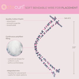 Octocurl Ribbon Curlers - Heatless Curling Headband - Flexible Curling Ribbon for Heatless Curls - Set of 2 (Cotton Poplin - Viva Diva)