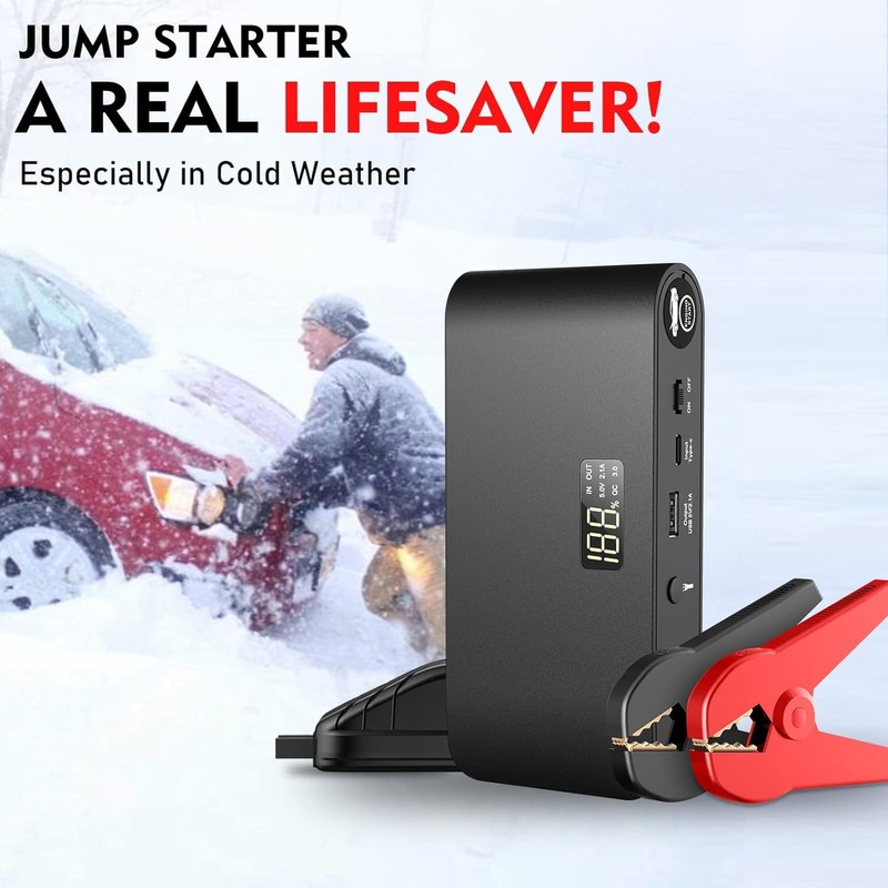 BOOKOO Car Battery Jump Starter 4000A,16000mAh Portable Battery Jumper Cables