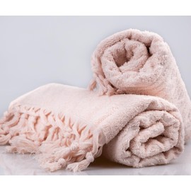 Kalkedon Turkish Cotton Towels, Oversized, Soft, Absorbent, Quick Dry, Odor Resistant, Machine Washable (Light Pink, 2 Hand Towels)
