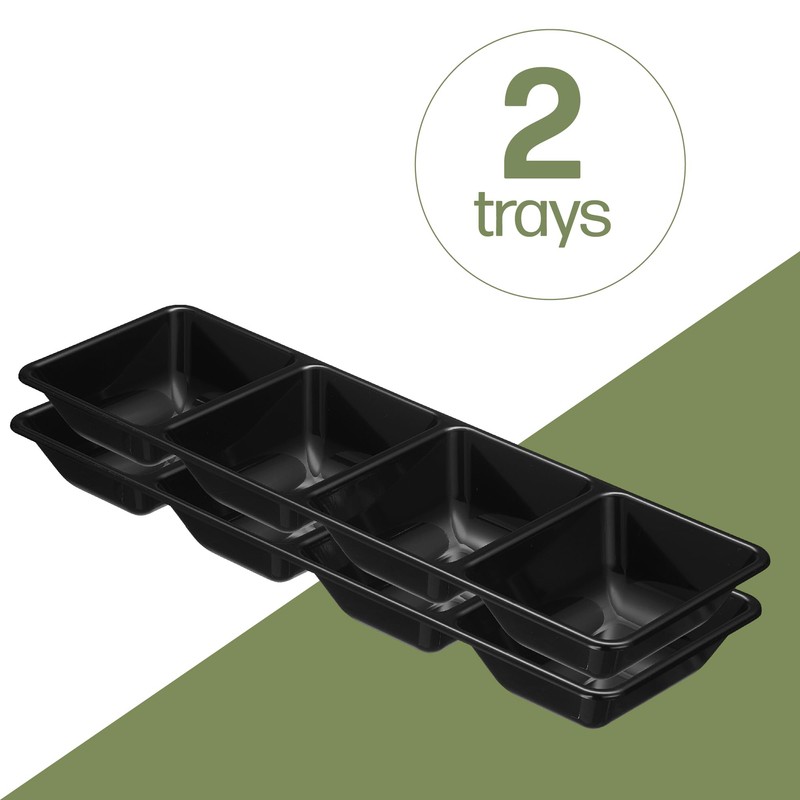 Plasticpro 4 Sectional Rectangle Plastic Serving Tray/Platter (2, Black)