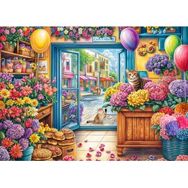Puzzle 1000 Pieces for Adults Classic Educational Game Flower Shop Beautiful Decoration Puzzle Gifts