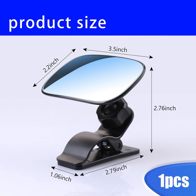 Damwot Car Interior Rearview Mirror, Wide-Angle Convex Clip-on Mirror, 360