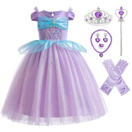 CQDY Ariel Dress, Children, Little Mermaid, Kids' Dress, Ariel 39.4 - 55.1 inches (100 - 140 cm), Cosplay, Kids Costume, Dress, Princess Dress, Event, Stage Outfit, Christmas Costume, Halloween,