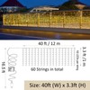 Solhice LED Curtain Lights Outside 40ft x 3ft for Backyard,