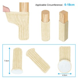OSDUE Chair Socks,24 PCS Chair Leg Socks with Felt Pads, Non Slip and High Elastic Floor Protectors Covers Furniture Caps Set Fit Round Square Chairs Feet with Diameter