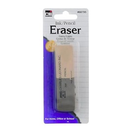 Charles Leonard 2 Sided Ink and Pencil Eraser, Gray/White (80795)