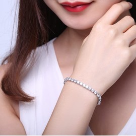 GW Tennis Bracelets for Women, Girls Bracelet Gold, Silver, Cubic Zirconia, Crystal Bracelets, Bangle for Women, Crystal Metal, Cubic Zirconia