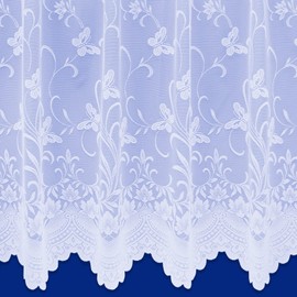 Butterfly Floral Trailing Leaf Pattern Net Curtains In White - Sold By The Metre (Drop: 91cm (36"))