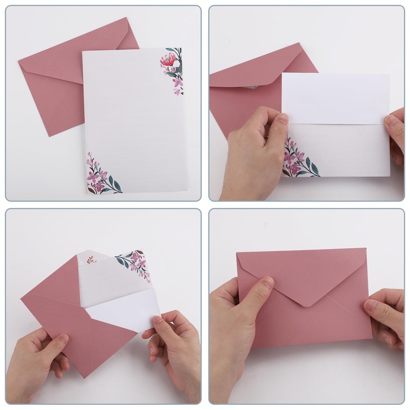 Pack of 24 Flower Writing Papers, with 12 Flower Paper