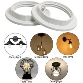 LUORNG 6 anillos de sombra de luz para enchufes E27/E26, anillo de enchufe, anillos de retención para pantallas de lámpara de vidrio/accesorios de luz, color blanco