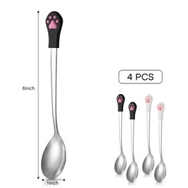 4 Pieces Dog Cat Spoon Pet Can Spoon Stainless Steel Pet Food Spoon Cat Claw Spoon for Dog and Cat Food Can, White and Black