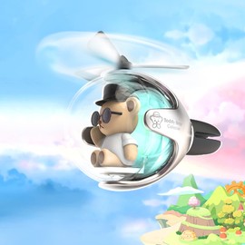 Helicopter Bear Pilot Car Air Freshener (Silver)