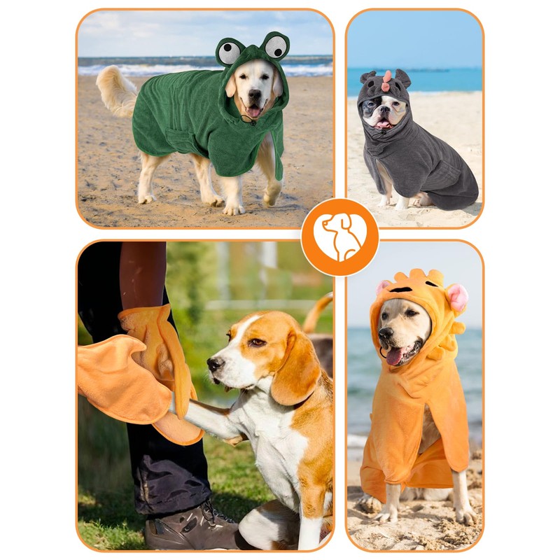 Bibykivn Bathrobe for Dogs, Microfibre Dog Bathrobe, Adjustable Collar with