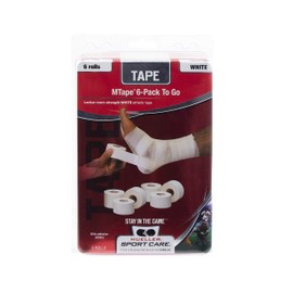 MUELLER Athletic Tape, 1.5" x 10yd Roll, White, 6 Pack